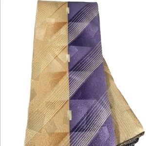 Hansom Men's Tie Hanky Set Beige Purple Lavender 100% Polyester Width: 4"